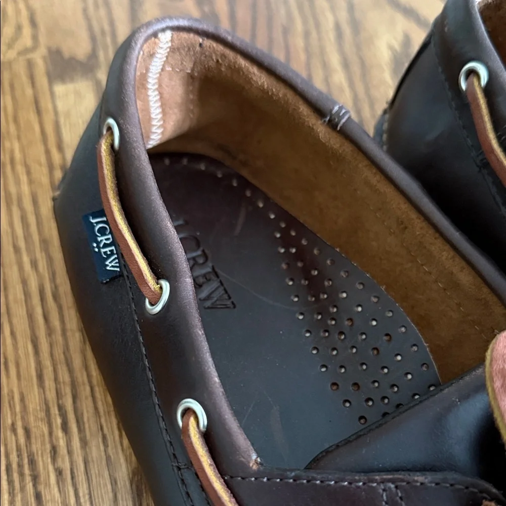 J. Crew Dark Brown Leather Boat Shoes Brand new without box size 12
